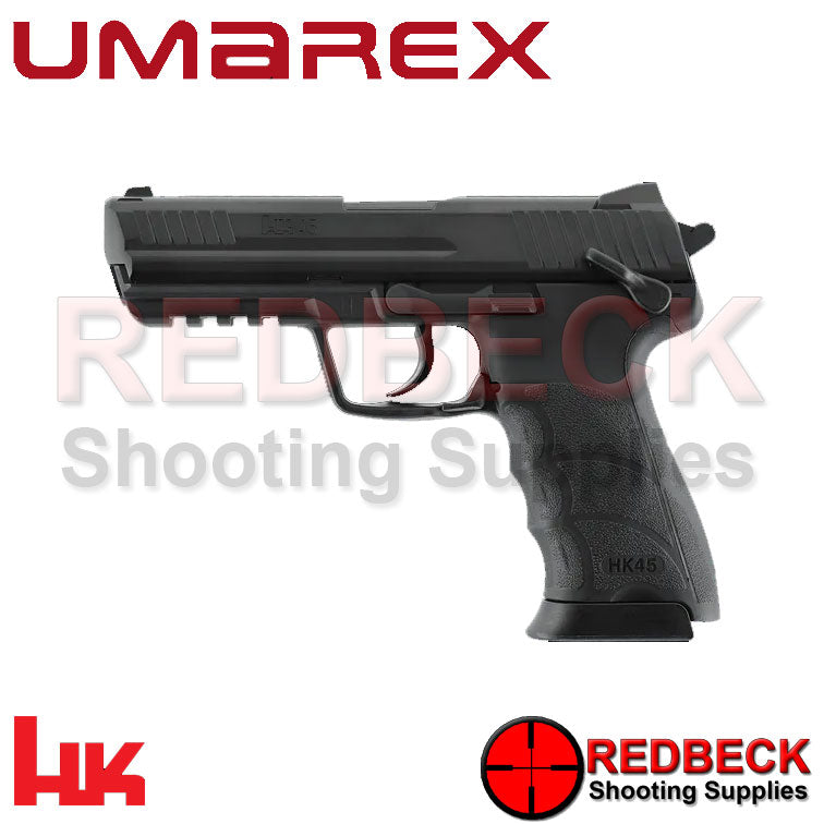 The HK45 is a modified version of the proven USP .45, which was developed by Heckler & Koch to meet the requirements of U.S. forces. Airgun fans will be fascinated by the many new features of this licensed replica, which offers exciting opportunities in their sport. The heavy metal slide provides a realistic weight, and the high-strength polymer frame ensures excellent handling.