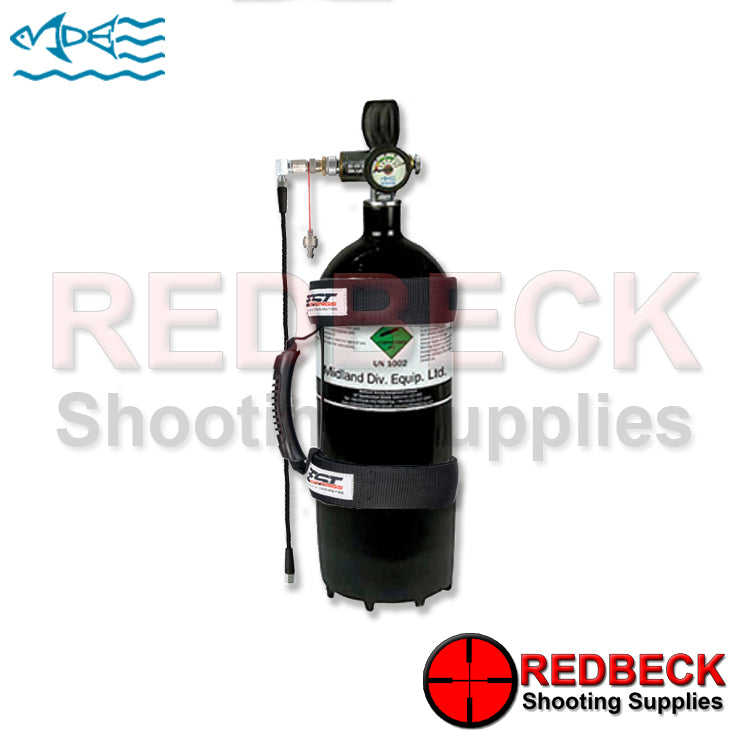 5 Litre Air rifle and Airgun fill bottle. That comes equipped with a carry handle, anti roll and a heavy duty hose.