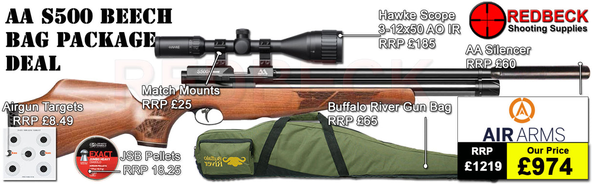 Air Arms S500 Carbine Beech Air Rifle Package Deal