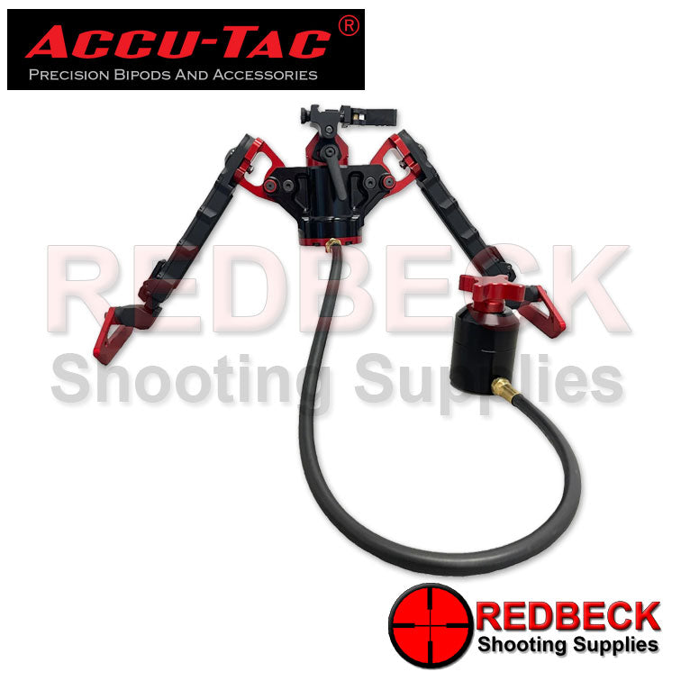 Accu-Tac Air Rifle And Rifle Hydro Bipod 5.13"-12" Picatinny Attached View Showing How The Bottle Mounts To The Bipod.