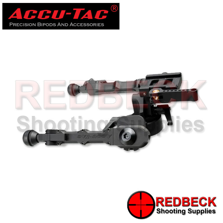 Accu-Tac FC-4 G2 Air Rifle And Rifle Bipod Arca Spec F Class Angled Rear View Showing The Throw Lever And The Quick Detach System.