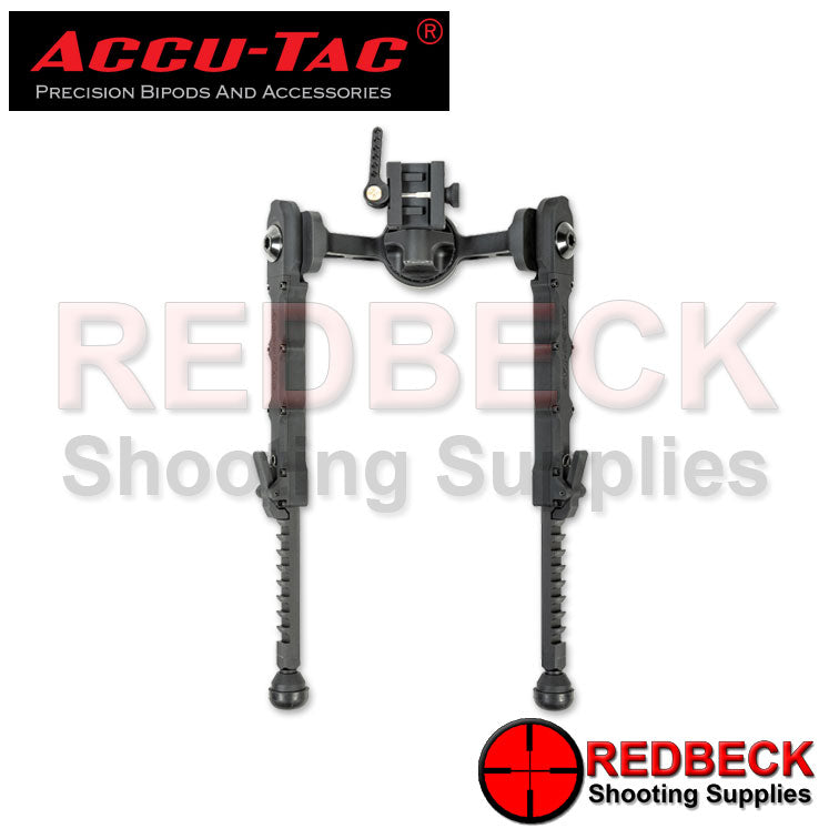 Accu-Tac FC-5 G2 Air Rifle And Rifle Picatinny Bipod Extended Top View Showing The Legs Fully Extended And The Rubber Feet.