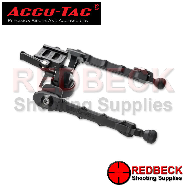 Accu-Tac FC-5 Rifle And Air Rifle Bipod G2 Quick Detach Arca Spec Angled Front View Showing The Overall Look Of The Bipod.