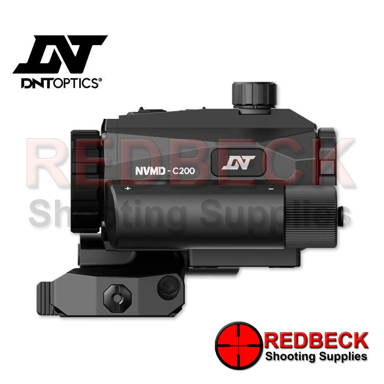 DNT OPTICS NVMD C200 Side VIEW Showing the DNT Logo.