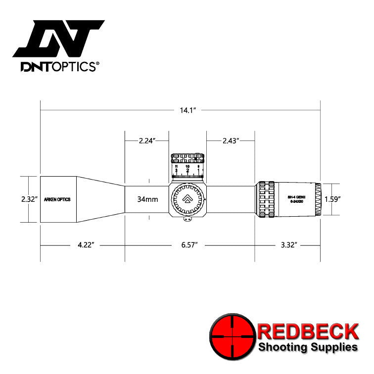 DNT Optics SH-4J GENII 6-24X50 FFP VHR 34mm Tube Rifle Scope