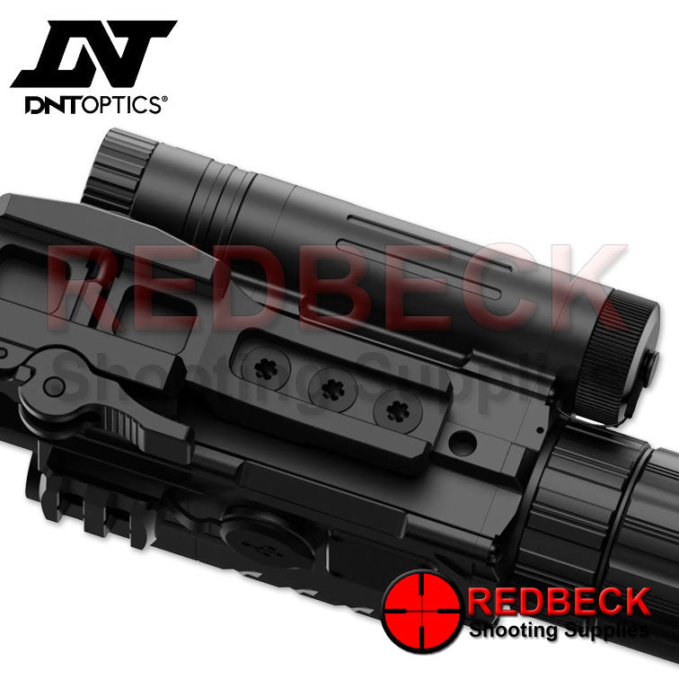 DNT OPTICS ThermNight 4K Thermal Night Vision Scope Under rail View Showing the mount.