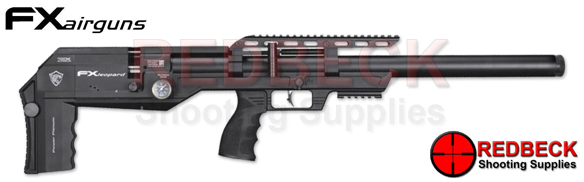 FX LEOPARD COMPOSITE BLACK AIR RIFLE RIGHT HAND SIDE Showing the magazine port and the side lever.