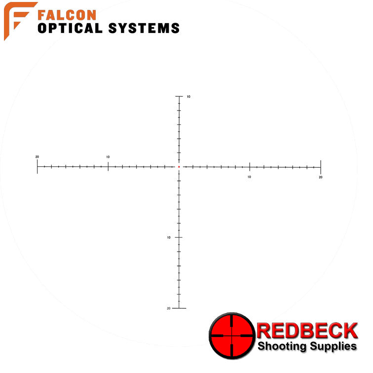 Falcon Optics X60i Ultra 10-60x56i SFP ED Reticle View Showing the illuminated reticle.