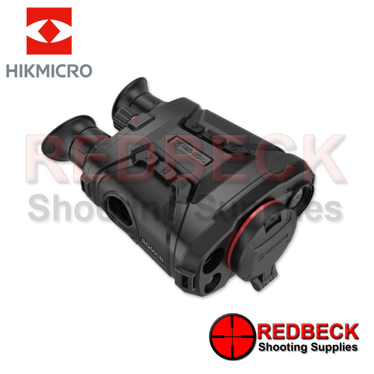 HIKMICRO Raptor RQ50L Thermal Fusion Optical IR LRF Binoculars Right Hand View Showing The Closed Flip Cover.