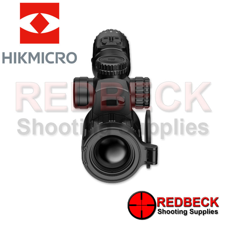 HIKMICRO Stellar 3.0 SQ35L Air Rifle And Rifle Thermal Scope Front View Showing The Flip Cover And The Lens Of The Scope.