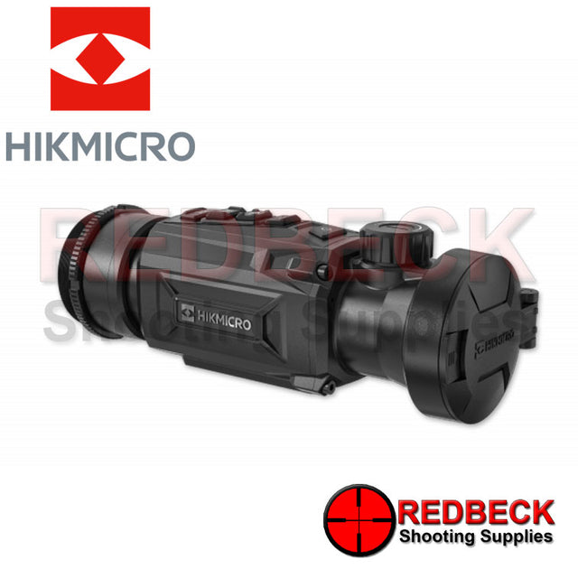 HIKMICRO Ultimate Thunder 2.0 Pro TQ50C Thermal Clip On Scope Right Hand Side View Showing The Focus Knob And The Closed Flip up Cover.