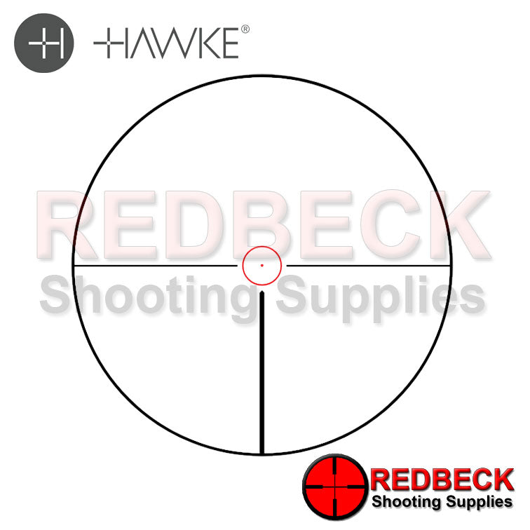 Hawke Frontier 30 1-6x24 Circle Dot Reticle showing the reticle illuminated.