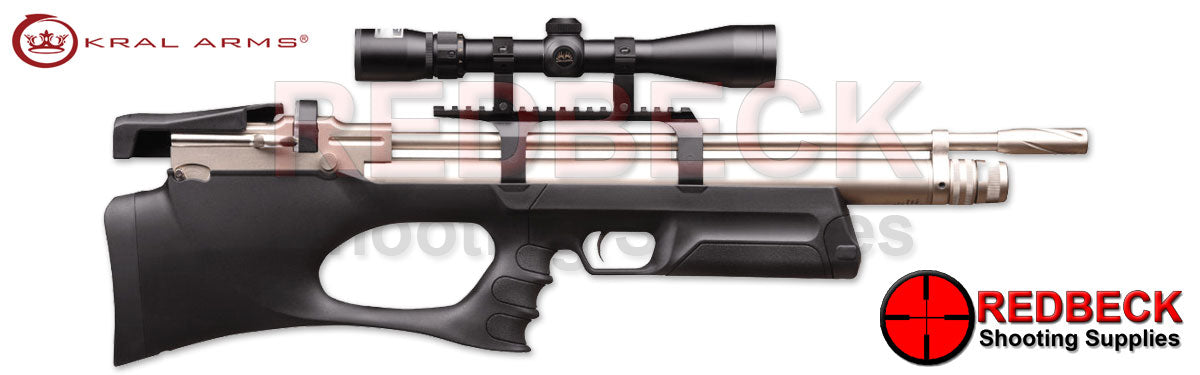 Kral Breaker Bullpup Marine Synthetic Right Hand View Showing the weaver rail and the silver action.