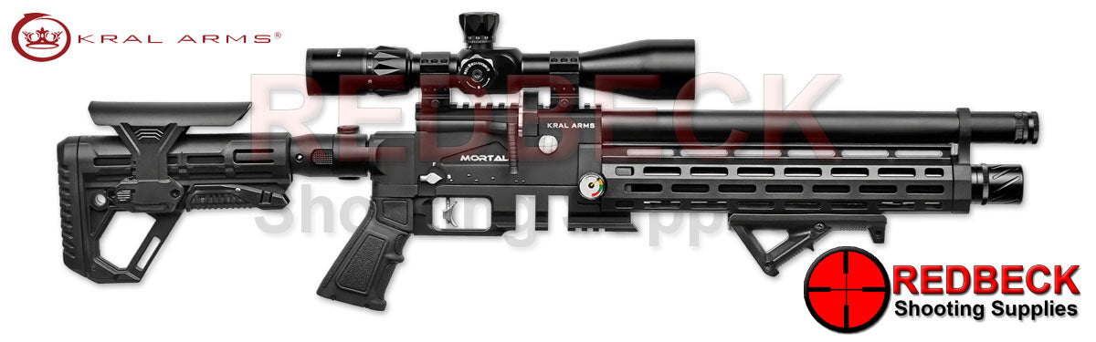 Kral Mortal Right Hand View showing the collapsible stock and the adjustable cheek piece.