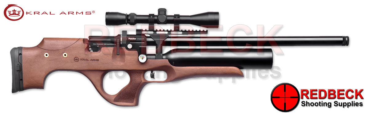 Kral Puncher Knight Walnut Right-Hand View Showing the weaver rail and the safety switch