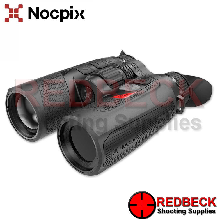 NOCPIX QUEST H35R Thermal Binocular Angled Front View Show The Zoom Wheel.