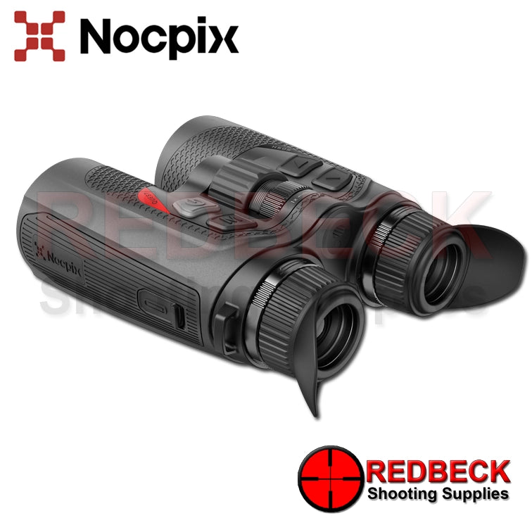Nocpix QUEST H50R Thermal Imaging Binoculars With LRF rear side angled view.