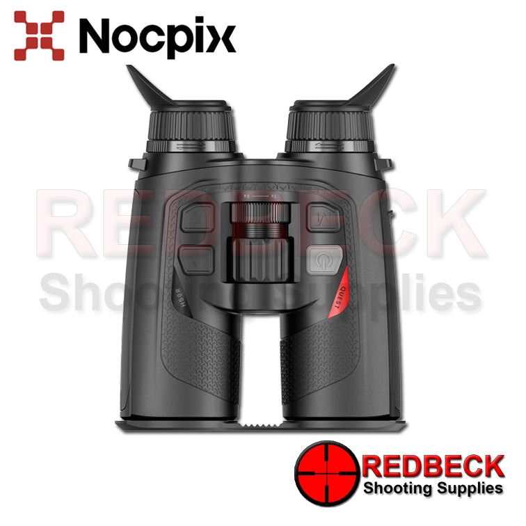 Nocpix QUEST H50R Thermal Imaging Binoculars With LRF view of top showing control focus and record buttons.