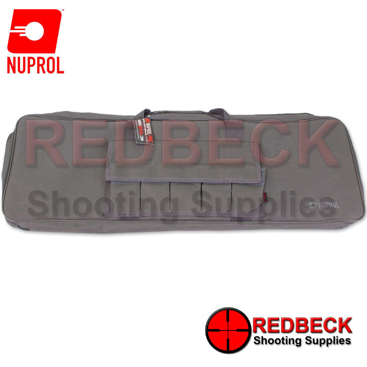 Nuprol Essential Rifle Bag 36 Grey front view Showing the brief case style carry handle.