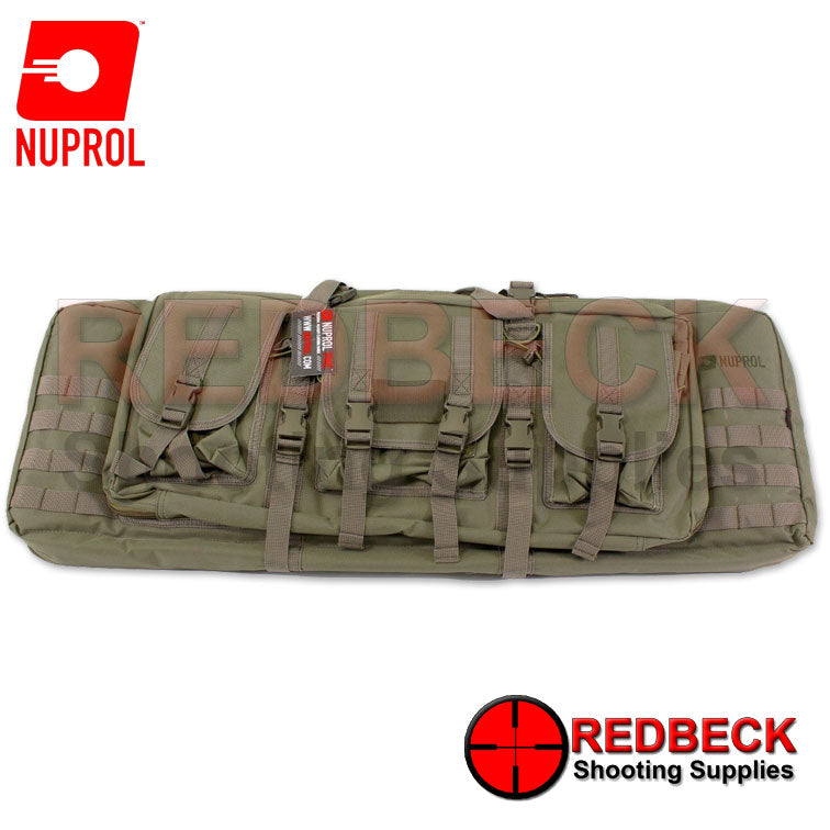Nuprol Premium Rifle Bag 36 Green front view showing all the pouches.