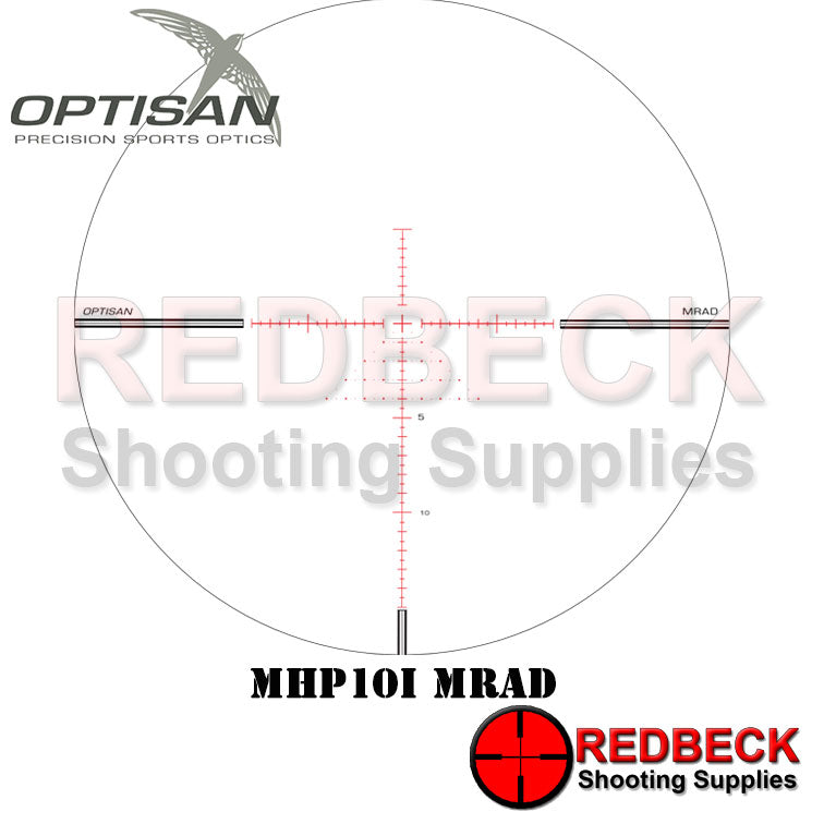 Optisan Air Rifle And Rifle MHP10i 0 Reticle Showing An Overall Look Of The Reticle In Its Illuminated State.