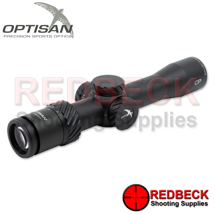 Optisan CP-Compact-3-12x32 SFP MH10 MRAD Rear View Showing The Magnification Wheel.