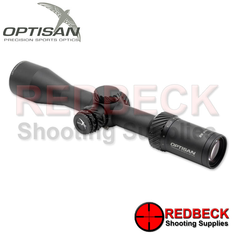 Optisan ES 3-12x44 SFP Illuminated MHP10i 0 Rear View Showing The Side Focus And The Magnification Wheel.