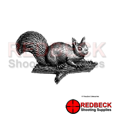 Pewter Squirrel on Log Pin Badge