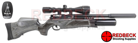 BSA R12 CLX Bolt Action Black Pepper Laminate Stock Air Rifle shown from right hand side.