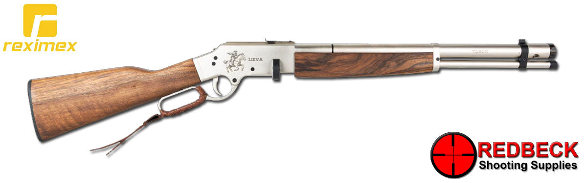 REXIMEX LIEVA Sliver Right Hand View Showing the Walnut stock and the magazine location.
