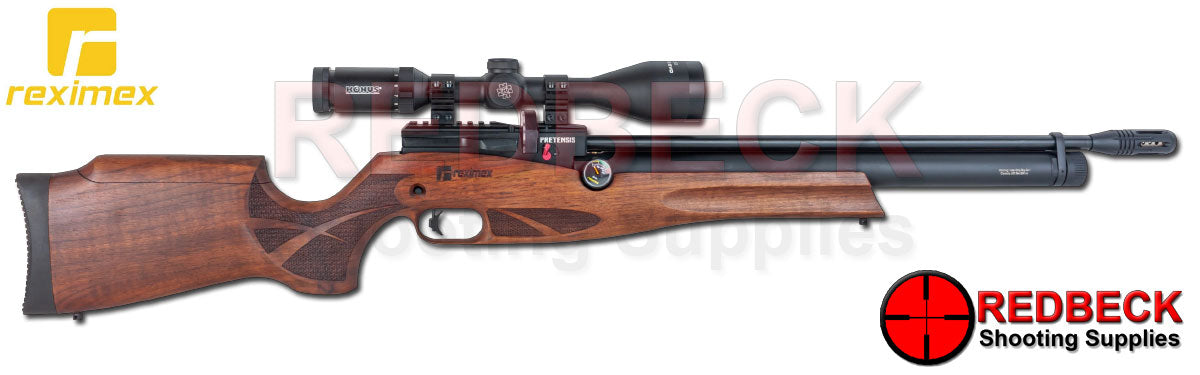 REXIMEX Pretensis Walnut Regulated Right Hand View Showing the cocking lever and the magazine location.