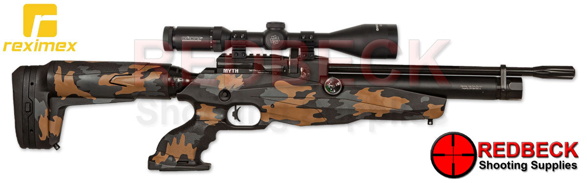 Reximex Myth Cerakote Ambush-Right Hand View Showing the pistol style grip and the weaver rail.