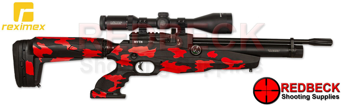 Reximex Myth Cerakote Red Fire Right Hand View Showing the cylinder and bottle.