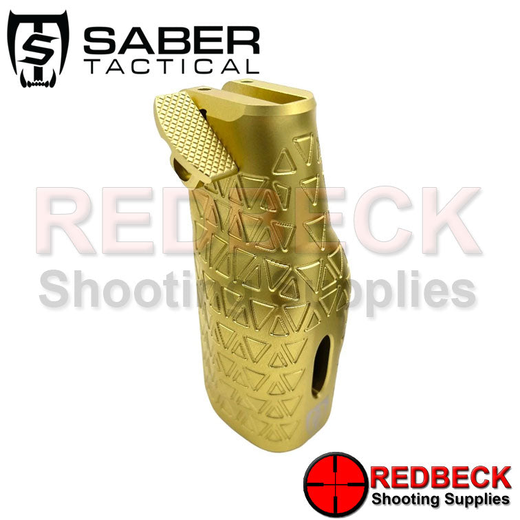 Saber Tactical AR Style Gold Vertical Grip with Thumb Rest