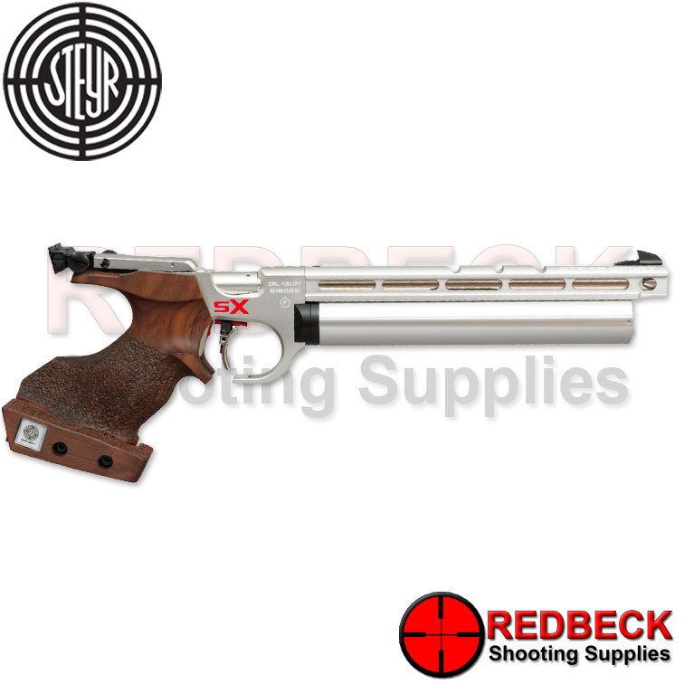 Steyr Evo 10 E SX Silver Right Side View Showing the electronic trigger.