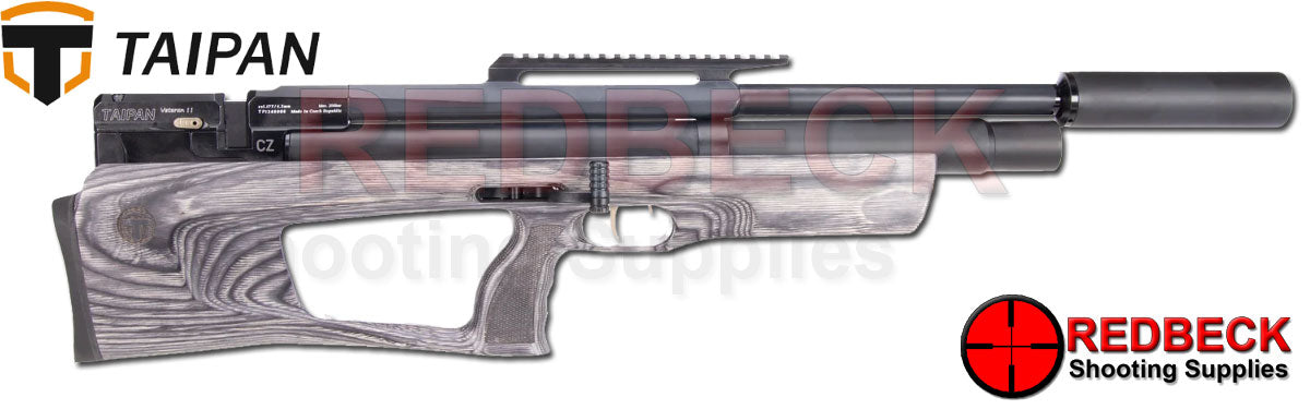 Taipan Veteran II Air rifle 550mm Grey Laminate side view showing magazine slot and side lever