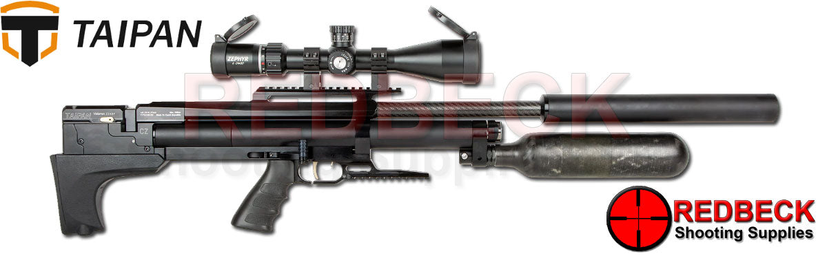 TAIPAN VETERAN 2 AIRRIFLE 700mm Tactical AR Synthetic Side View Showing Fill Probe Port and Under Rail