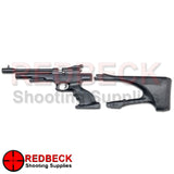 TROPHY MK2 AIR PISTOL IN BLACK. SHOWN WITH STOCK REMOVED. VIEW