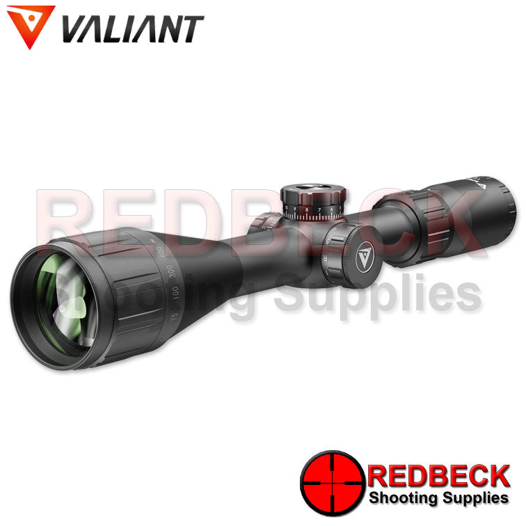 Valiant Optics Air Rifle and Rifle LYNX 3-9X40 AO MIL DOT Front View Showing The Front Parallax Adjustable Wheel.