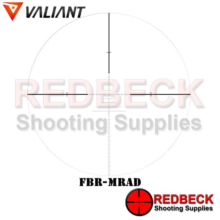 Valiant Optics Air Rifle and Rifle Scope FBR MRAD Reticle View Showing The Mil Dots.