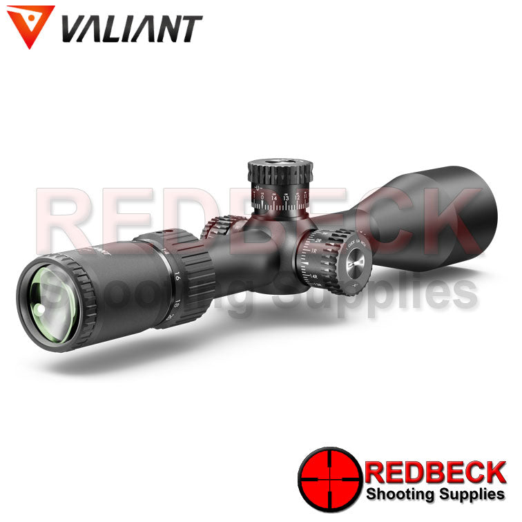 Valiant Optics Air Rifle and Rifle Scope Zephyr 6-24x50 SF Rear View Showing The Magnification Wheel And Exposed Turrets.