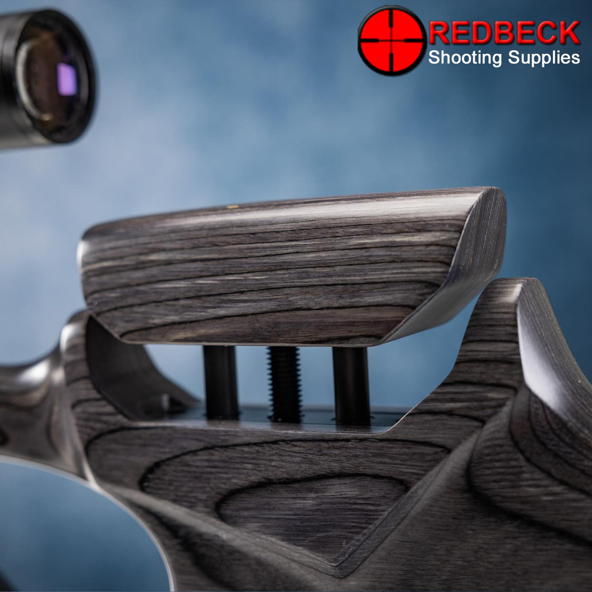 Weihrauch HW110 laminate air rifle shown a close up view of the adjustable stock.