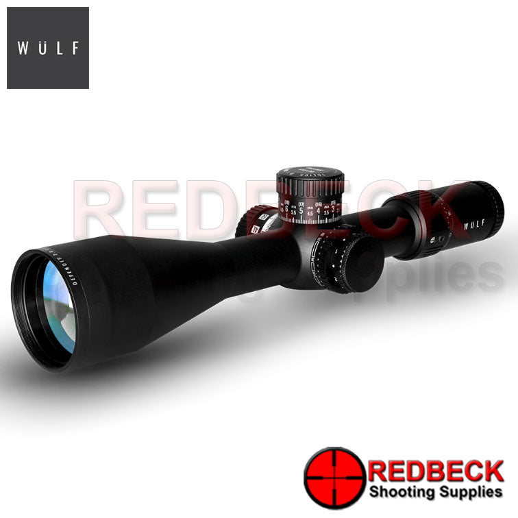 WULF Defender Airrifle and Rifle Scope 2.0 ED 5-25x56 FFP W-MIL5 0.1 MRAD Shown from front right hand side at an angle.