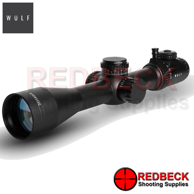 WULF Defender 2.8-18x50 Rifle Scope Front View showing the 50mm front objective.