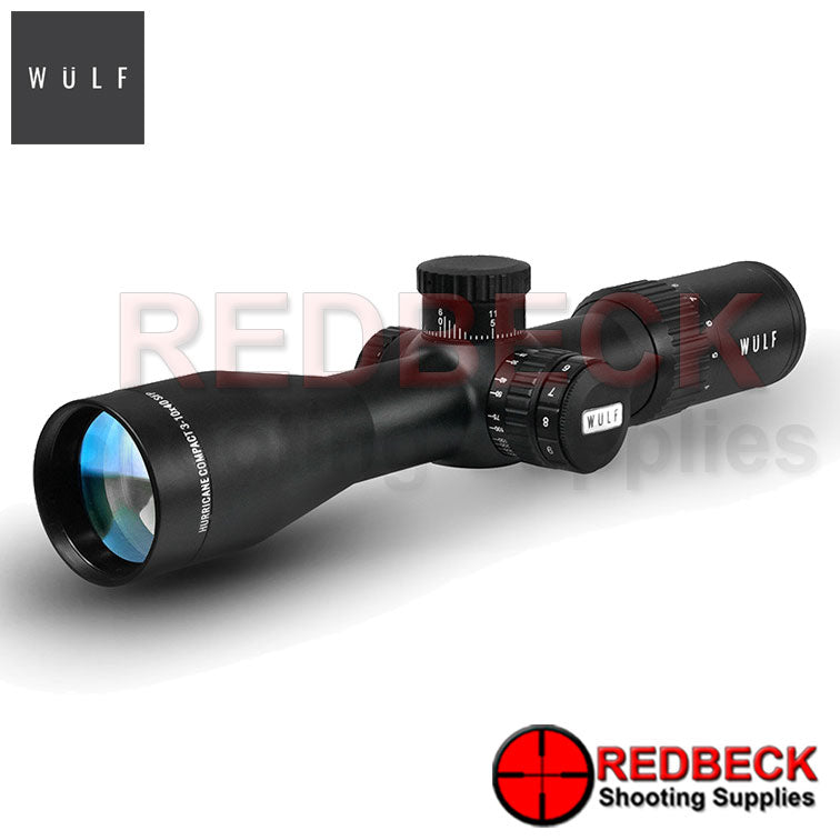 WULF Hurricane Compact 3-10x40 Rifle Scope Front View Showing the 40mm front objective lens.