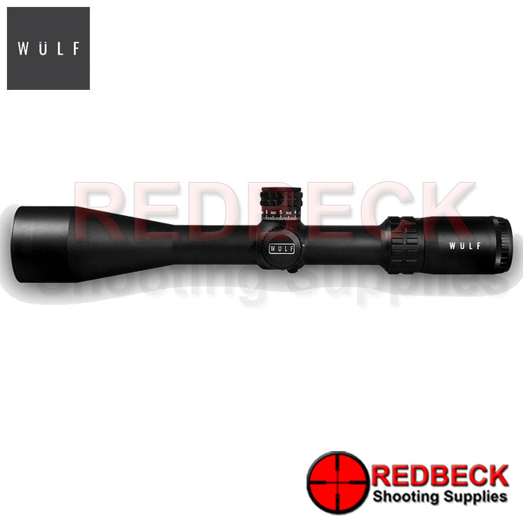 WULF Lightning 30E 6-24x50 Rifle Scope Side View showing the wulf logo.