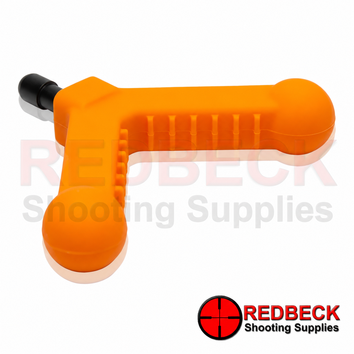 Spartan Pocket Pod orange shooting support, angled underside view with Redbeck Shooting Supplies branding