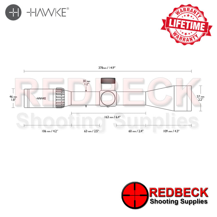 The FFP AMX IR reticle was developed specifically for first focal plane optical systems and based around the common principles of mil spaced reticles.
The FFP AMX IR offers multiple aim points, useful when shooting at longer distances. Half Mil Dot spacing on the lower post provides increased aim points for long shots. The horizontal bars are positioned at 0.5, 1.5, 2.5, 3.5 and 4.5 Mil spacing. Hollow posts are segmented into Mil spacing and can be used for bracketing.
The mil spaced reticle and 1⁄10 MRA