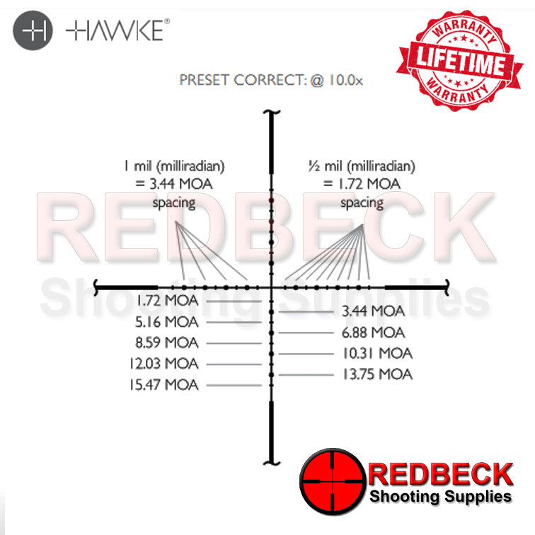 Hawke Vantage SF 3-12×44 ½ Mil Dot scope