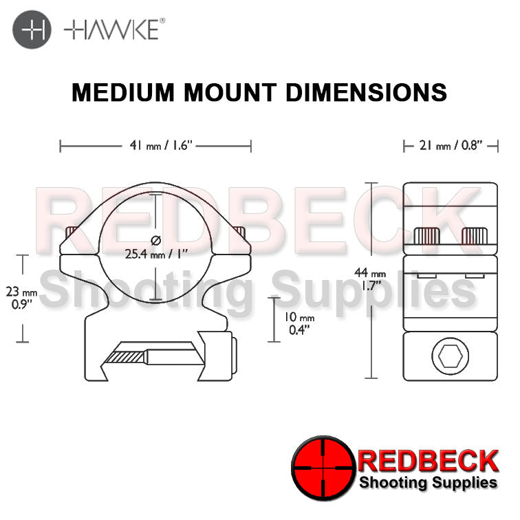Hawke Match Mounts 1" 2 Piece Weaver